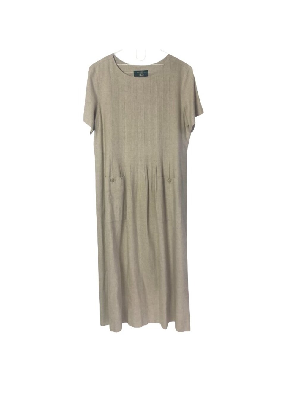 Vintage Orvis Linen Long Dress Womens 16 Beige Modest Church Career Traditional